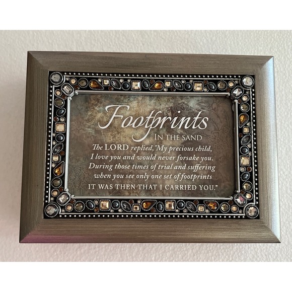 Cottage Garden Footprints in The Sand Woodgrain Jewelry / Music Box - Picture 3 of 16
